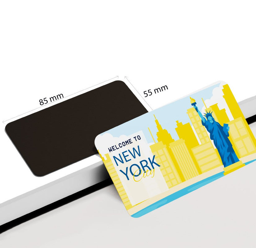 dhcrafts Rectangular Rubber Fridge Magnet / Magnetic Card Multicolor New York D2 Design Pack of 1 (8.6cm x 5.4cm)